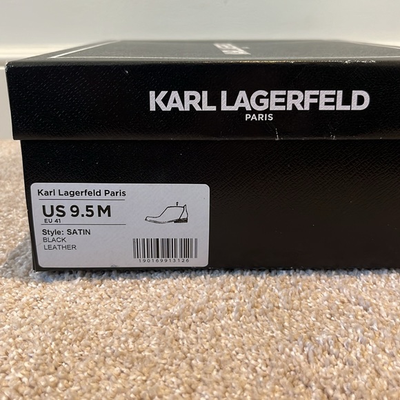 NEW Karl Lagerfeld Paris, Black Leather Ankle Boots, Size 9.5 - Picture 3 of 10
